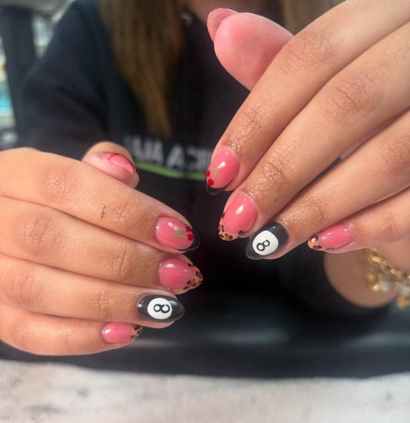 Cherry 8-ball nails